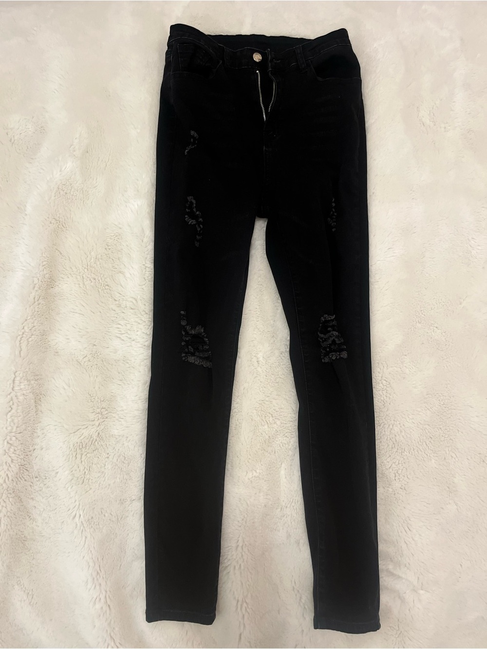 Shein Ripped Detail Skinny Jeans Black Size Small Like New